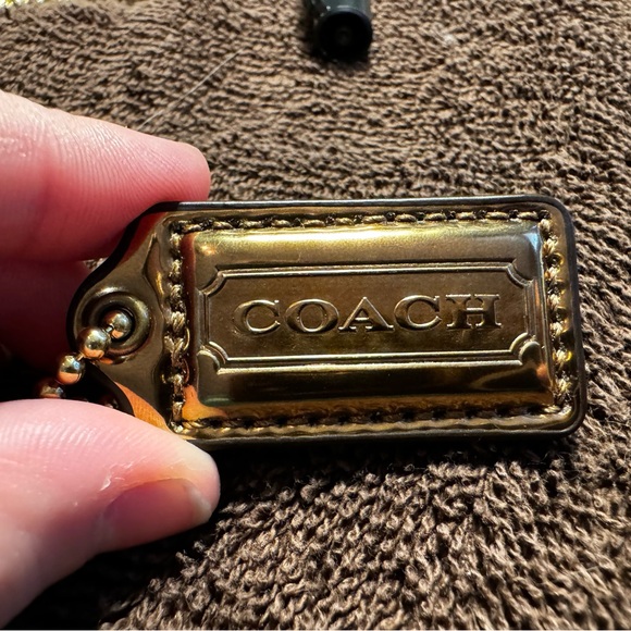 COACH Metallic Gold Leather Replacement Purse Handbag Hang Tag Charm RARE - Picture 1 of 2